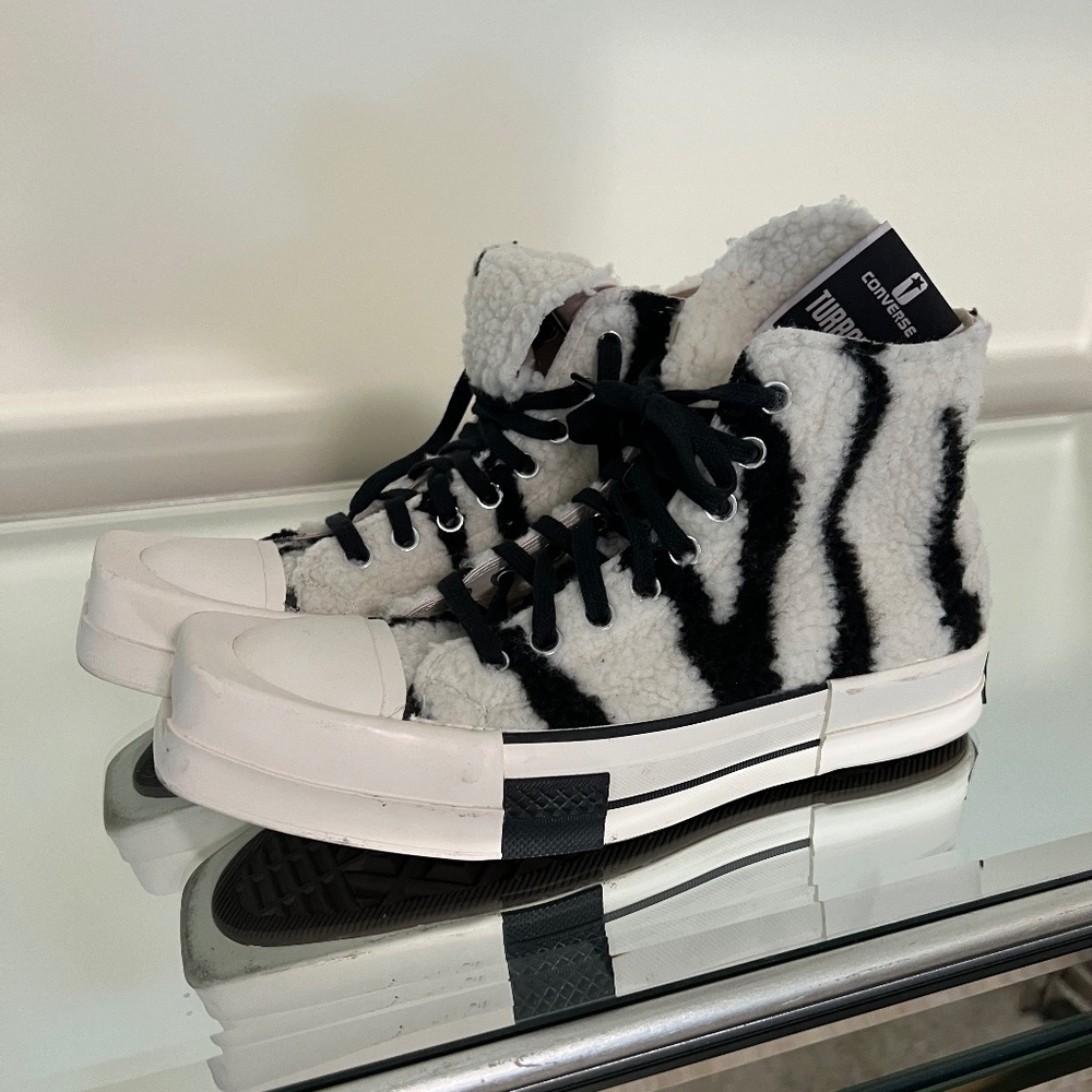 DRK SHDW Rick Owens for Converse All-Star high top furry zebra print sneaker